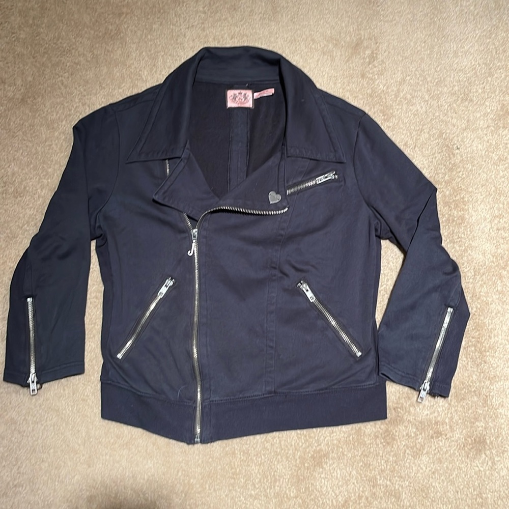 Juicy Couture black cotton jersey moto jacket children’s size large